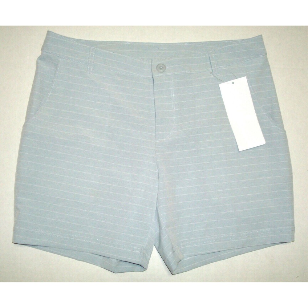 Womens 8 New NWT Columbia Gray Reel Stripe Hike Shorts Pockets UPF 50 Trail Whit